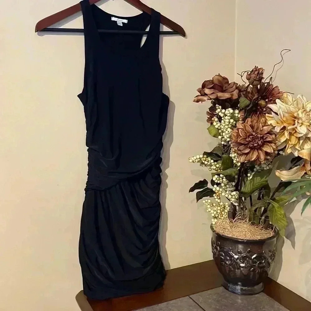 Soprano Mini Dress Black Bodycon Halter Neck Pleated Ruffle Party Evening Date